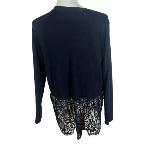 Thalia Sodi Black Knit Open Tunic Cardigan with Lace Trim Size L - Picture 4 of 6